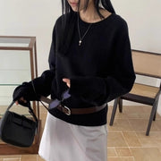 Scheming Hollow Backless Loose Round Neck Knitted Knitting Shirt