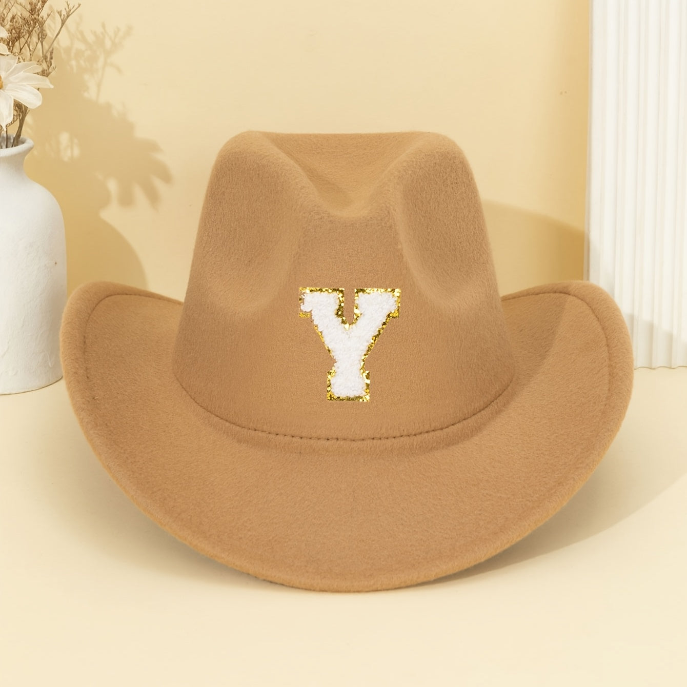 Khaki Alphabet Letter Fedora Hat