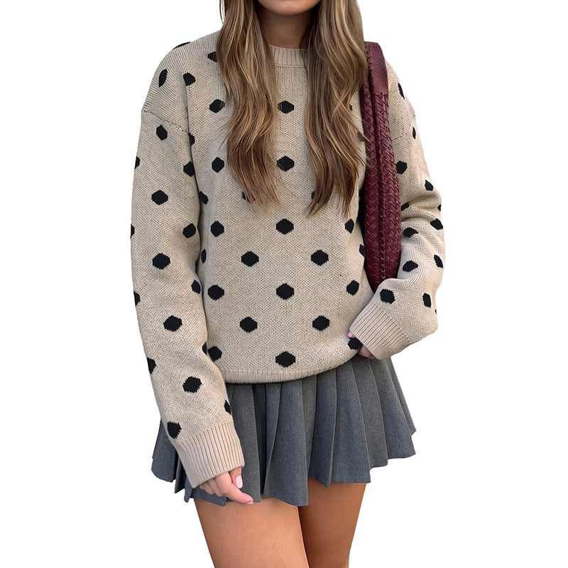 Polka-dot Loose-fitting Long-sleeved Women's Sweater