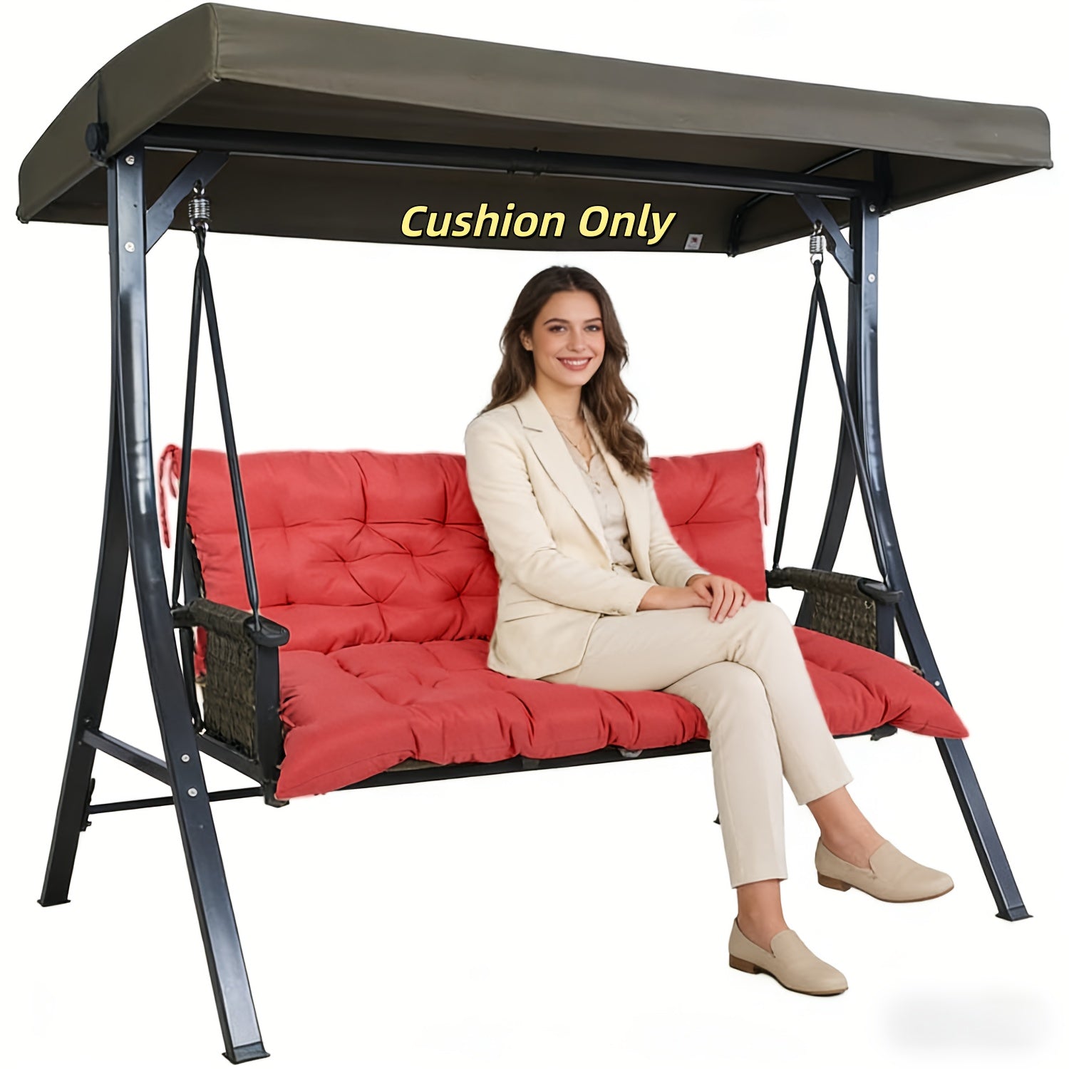 Replacement Cushions for 2-3 Seater Swings, Thick 4" Outdoor Porch Cushions, Waterproof Bench Cushions with Back Support for Garden Furniture