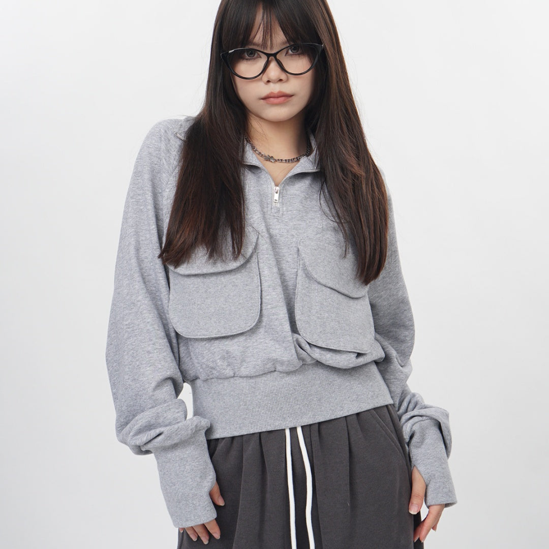 Cozy Gray Half-Zip Pullover Sweater