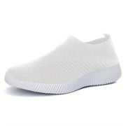 Women's Solid Color Low‑Top Sneakers – Breathable Woven, Lightweight, Plus Size