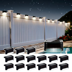16-piece solar-powered outdoor step and pathway lighting set