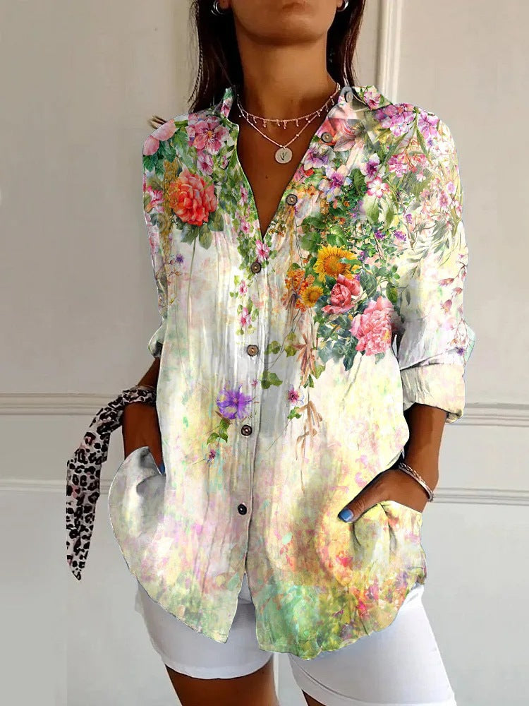 Women's Long-sleeved Printed Shirt