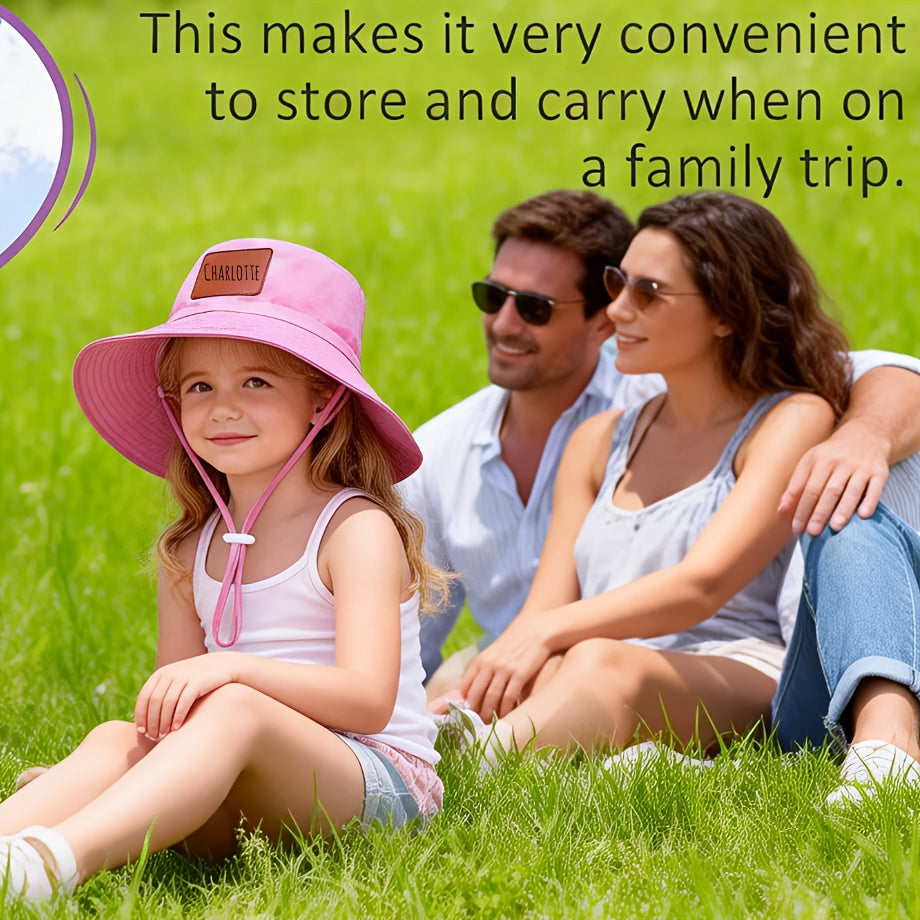 Lightweight Foldable Fisherman Hat for Kids with Personalized Name Tag