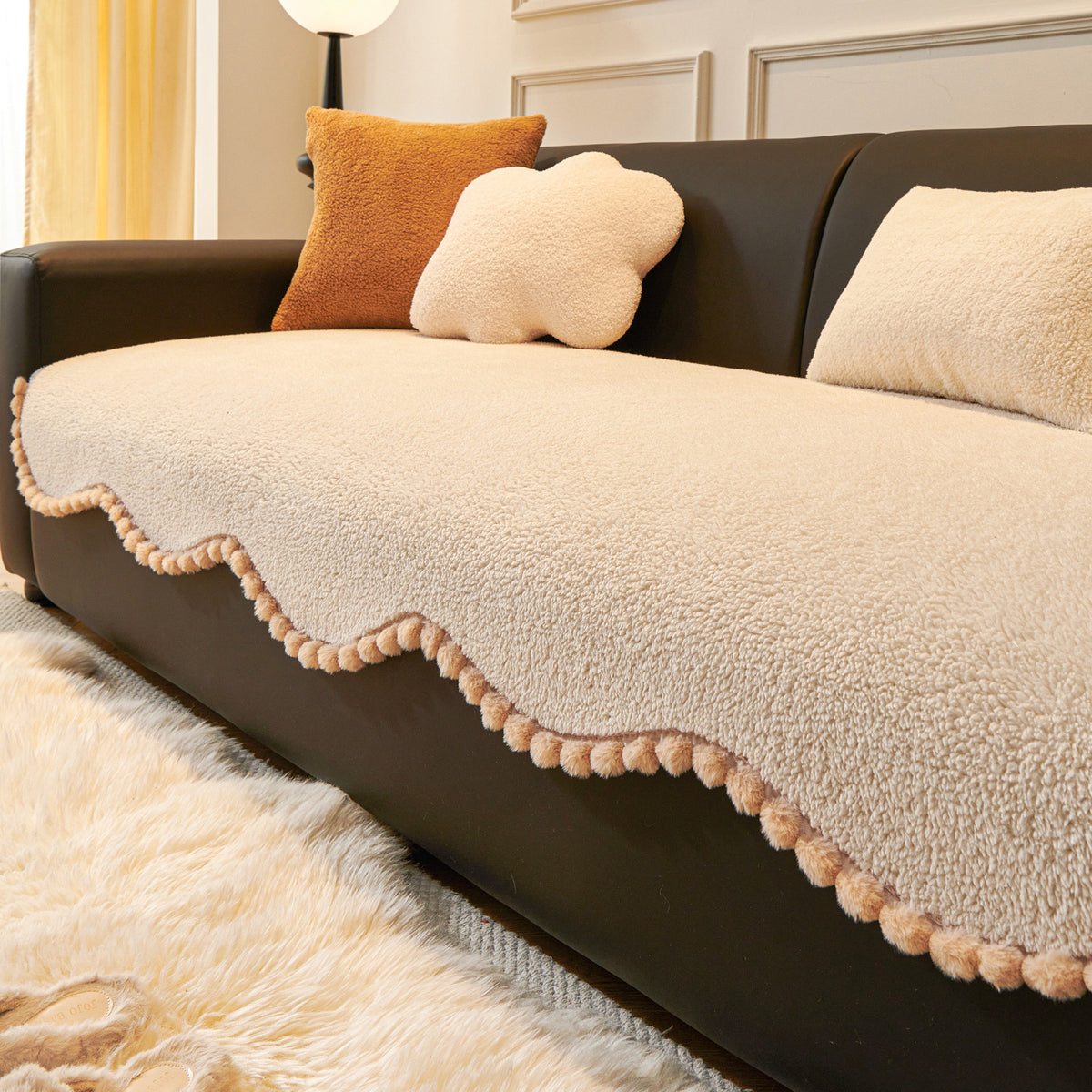 Fleece-lined Extra-thick Plush Sofa Cover