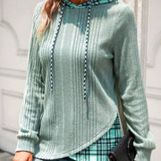 Colorblock Jacquard Hooded Knit Sweater
