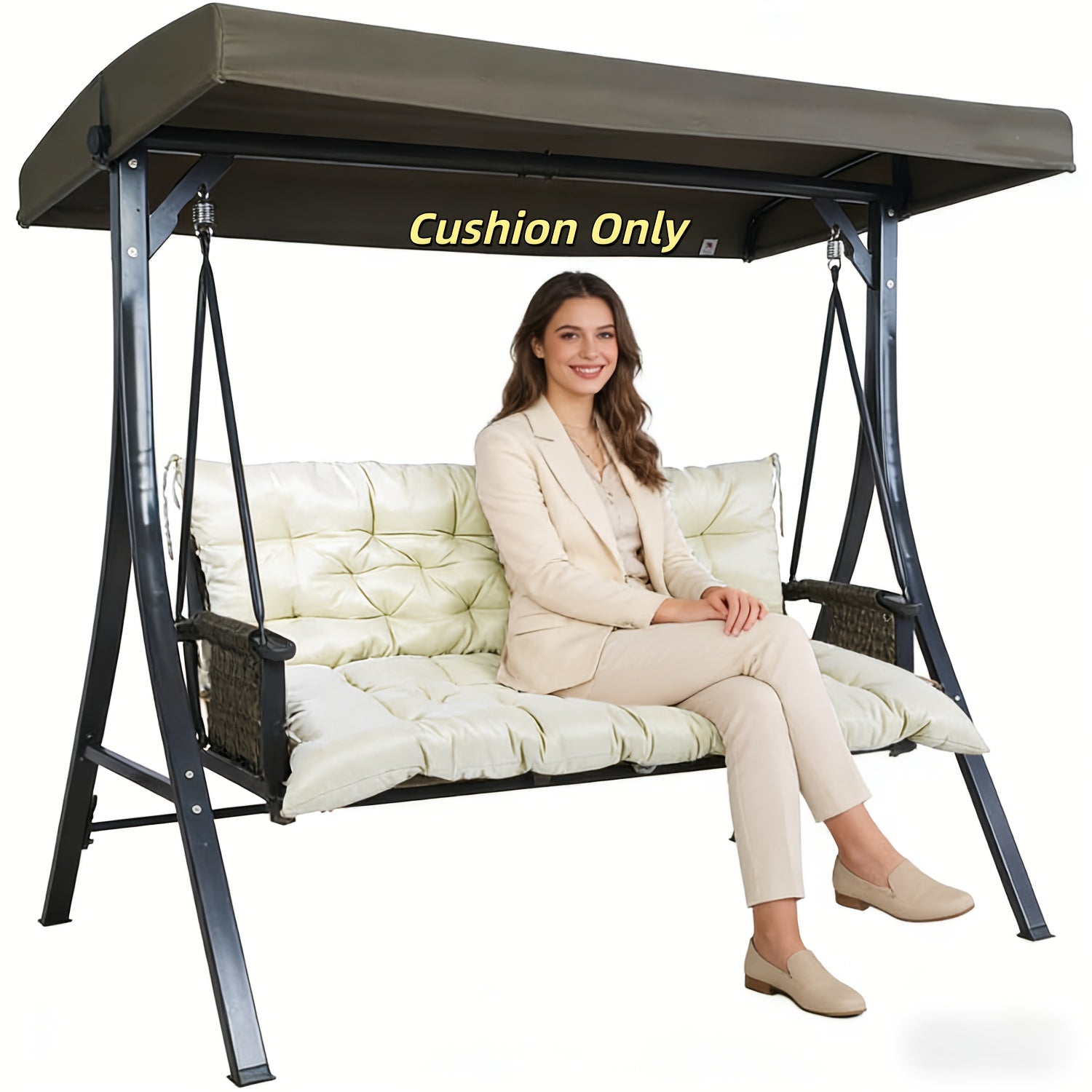Replacement Cushions for 2-3 Seater Swings, Thick 4" Outdoor Porch Cushions, Waterproof Bench Cushions with Back Support for Garden Furniture