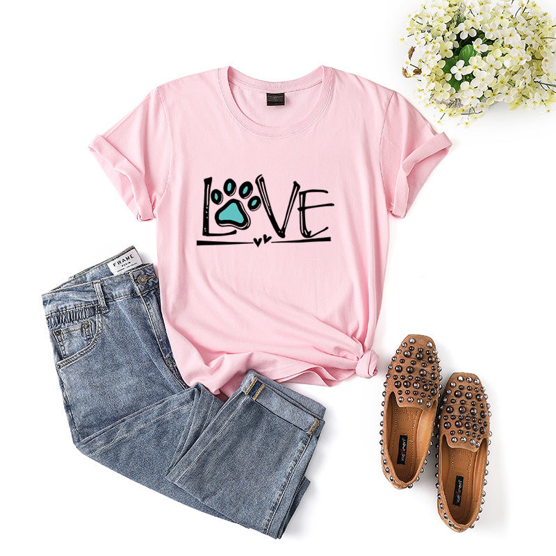 Chic Plus Size Letter Print Loose Cotton T-Shirt