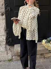 Polka Dot Retro Long Sleeve Loose Fit Shirt