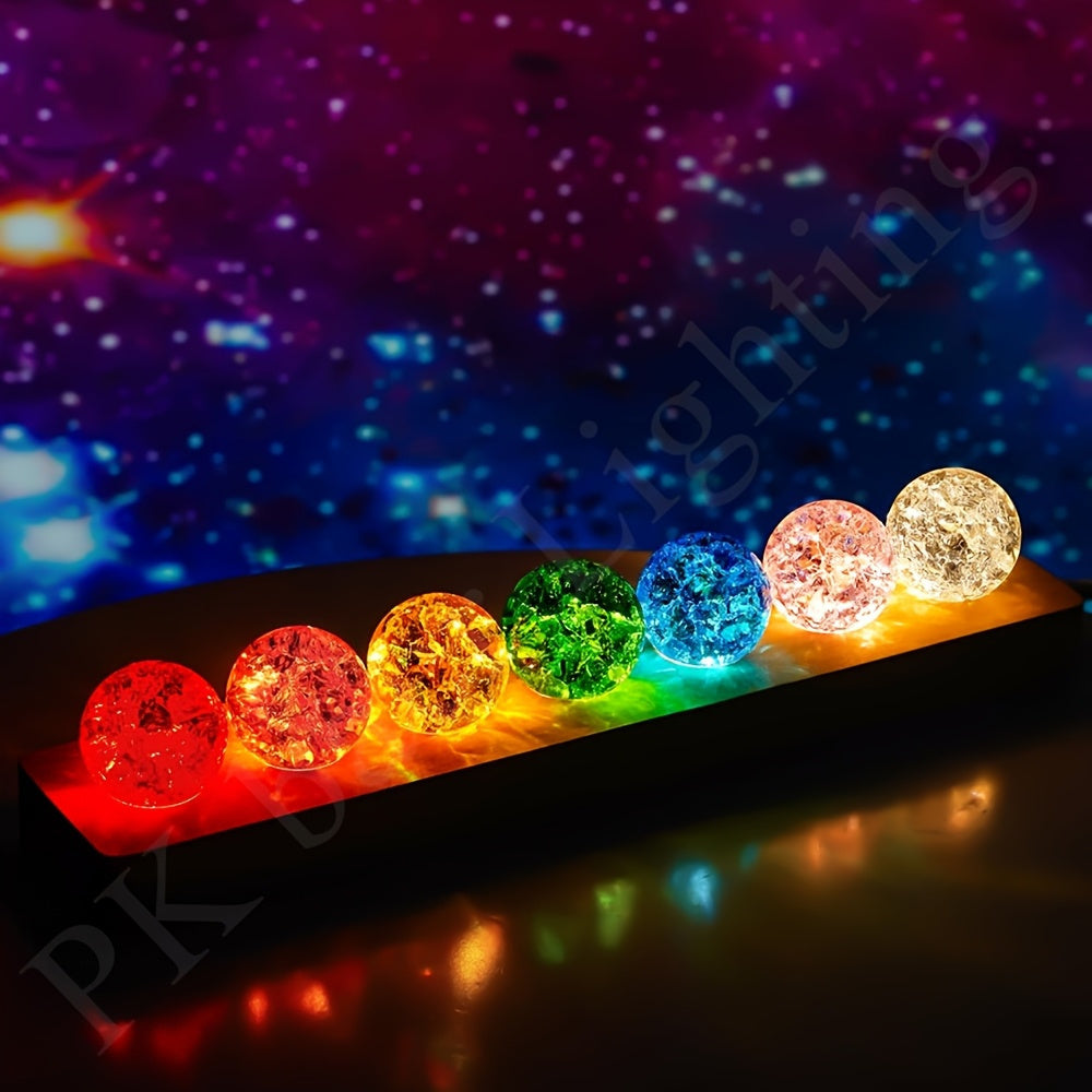 7pcs Set LED Globe Night Light Crystal Ball Meditation Living Room Decoration Ball Birthday Christmas Mother's Day Valentine's Day Graduation Gift
