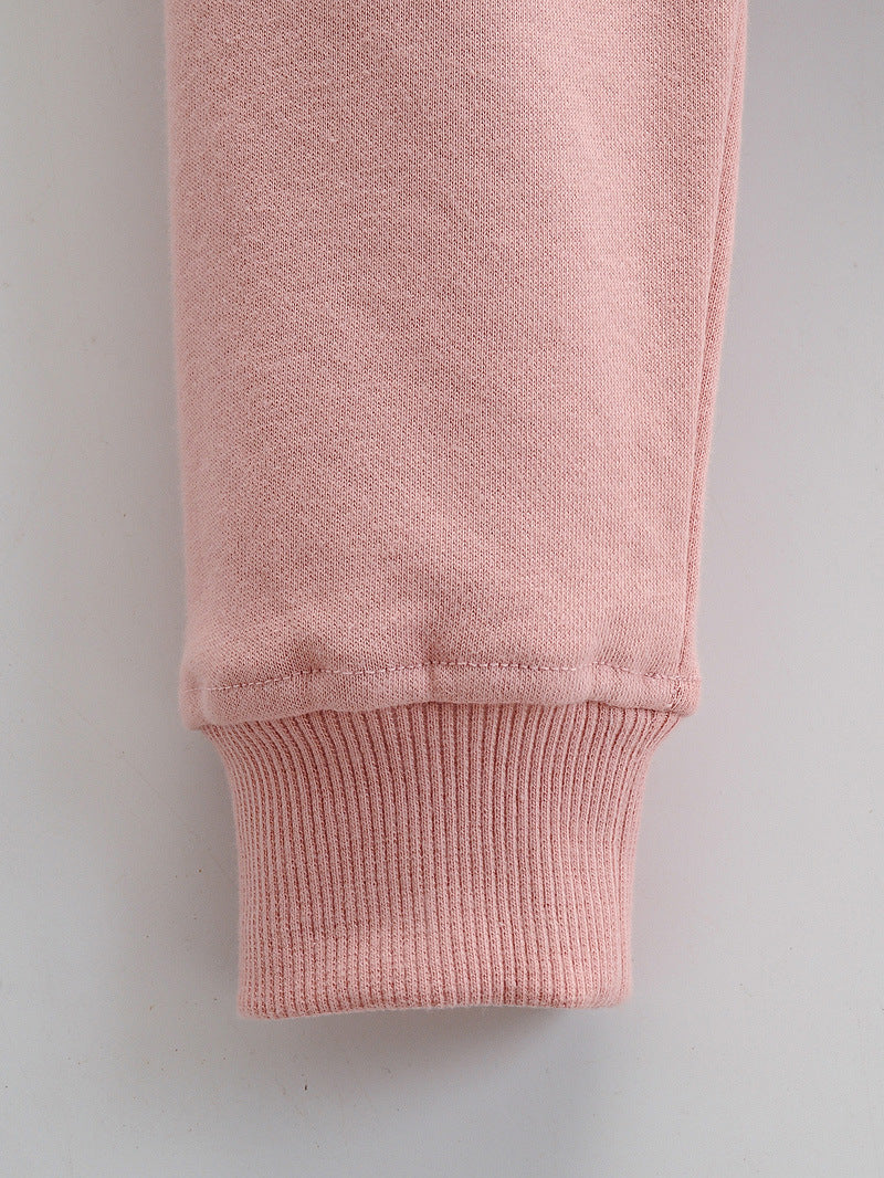 European And American Slim Fitting Navel Solid Hooded Sweater