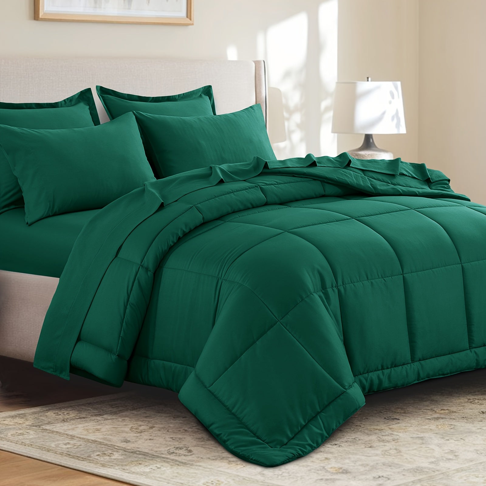 7pcs Ultra-Soft Bed In A Bag, Down Alternative Bedding Sets With All Season Quilted Comforter, Flat Sheet, Fitted Sheet, Pillowcases -Gifts For The Family And Friends