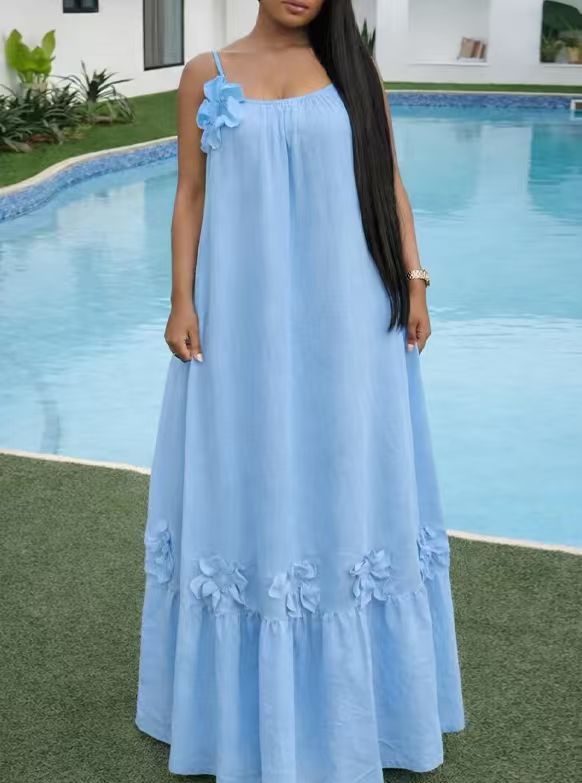 Floral Strap Long Dress Sweet Summer Boho Maxi