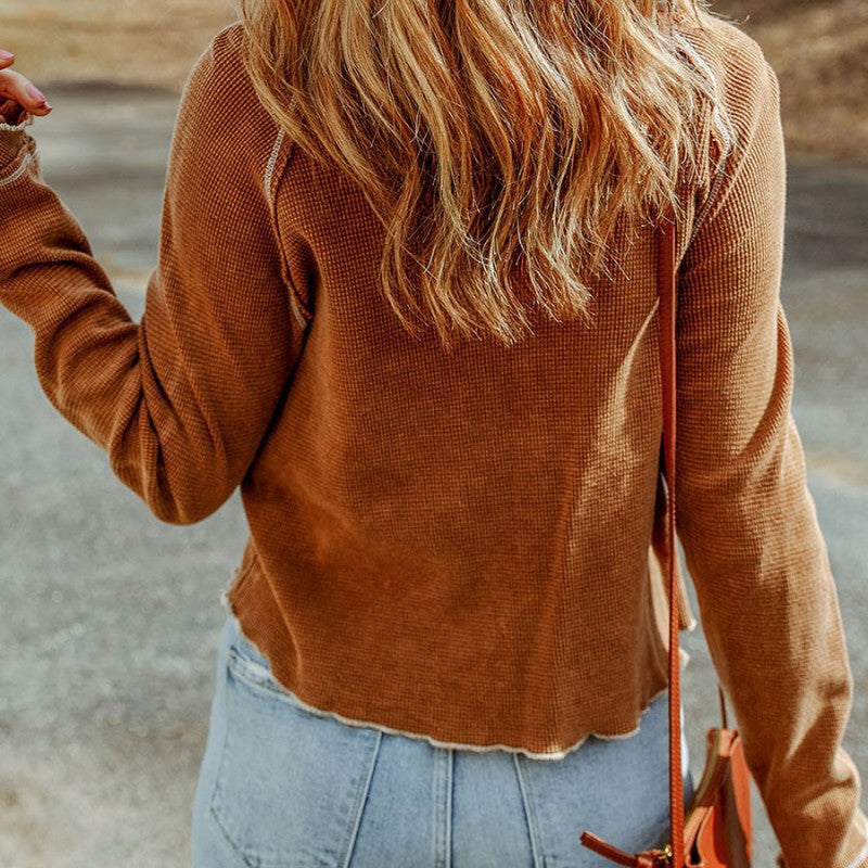 Women's Solid Color Autumn Casual Long Sleeve Bottoming Shirt