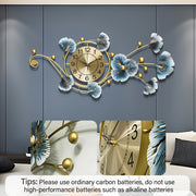 [Modern Metal Wall Clock] Modern Simple Metal Ginkgo Leaf Wall Clock | Silent, Battery Operated, 3D Wall Art Decoration - Perfect For Living Room, Bedroom, Kitchen And Holiday Celebrations