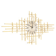 39.37x19.69 Inch Modern Golden Metal Wall Clock - Silent Non-Ticking Decorative Clock with Star Pattern, Battery Operated (AA Not Included) for Living Room, Bedroom, Office Decor, Wall Clock Living Room