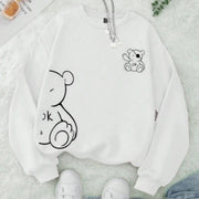 Trendy Velvet Padded Printed Long Sleeve Sports Sweater