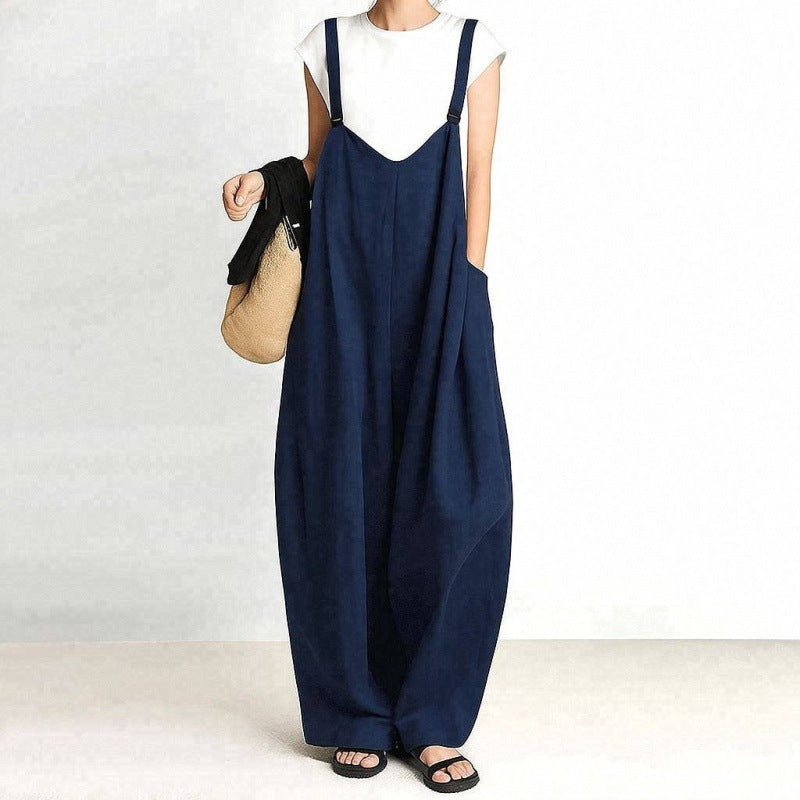 Japanese-Style High-Waist Wide-Leg Casual Overalls