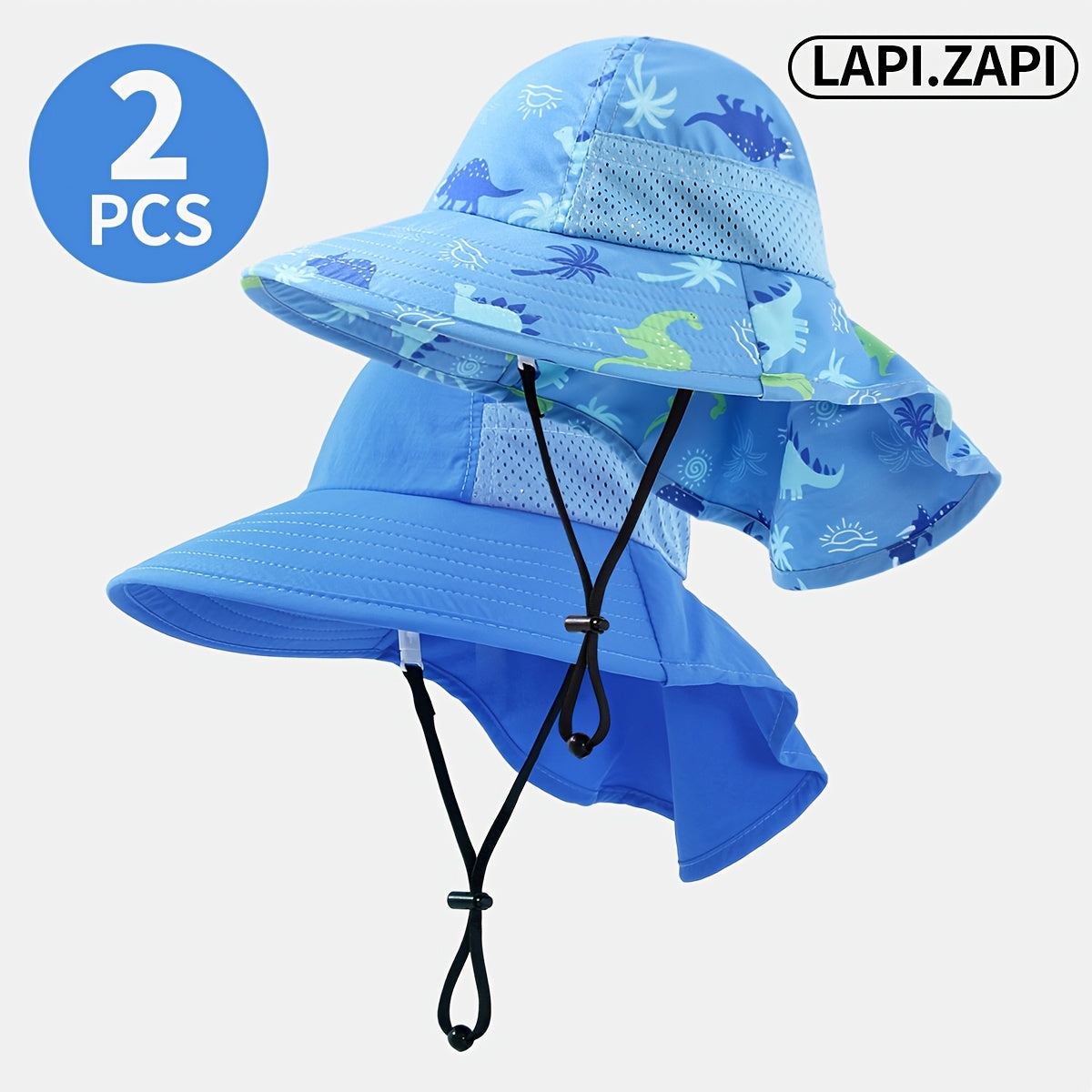 Toddler Flap Bucket Hat Set with Wide Brim and Neck Cover