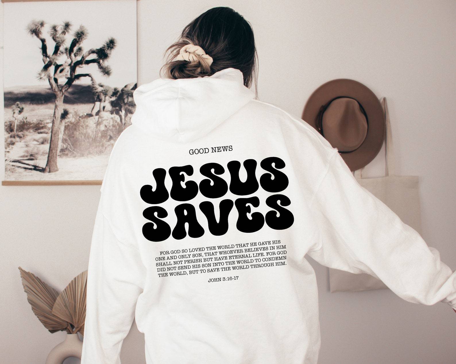 Jesus Saves Christian Faith Hoodie Bible Verse Sweater