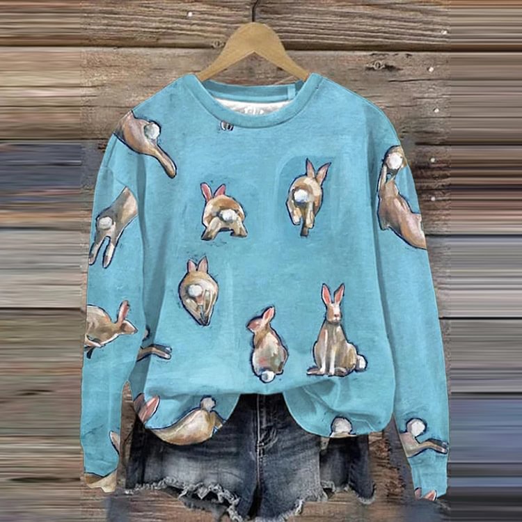 Women's 3D Cartoon Art Print Loose Pullover Sweater