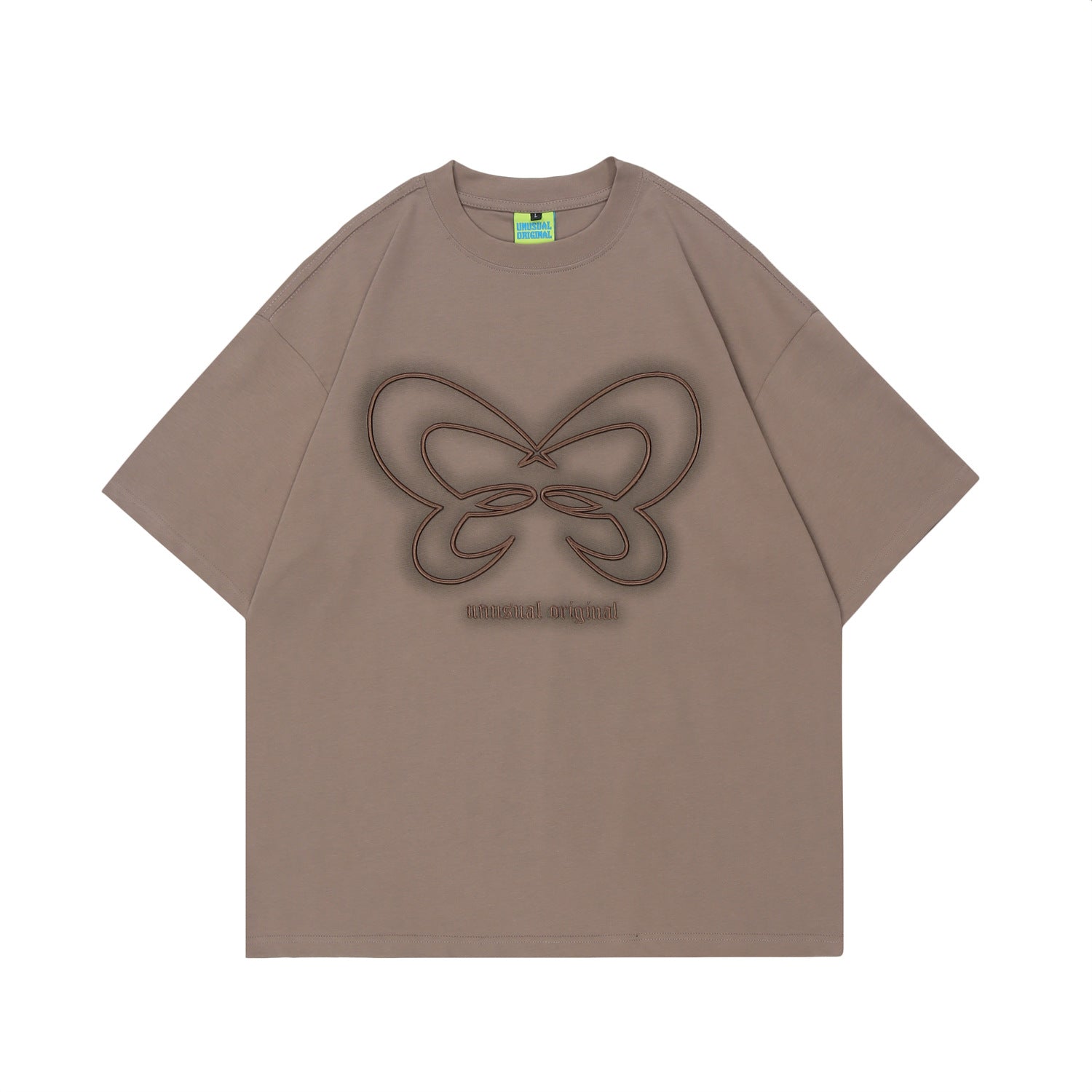 Chic Butterfly Embroidered Short-Sleeve Streetwear Tee