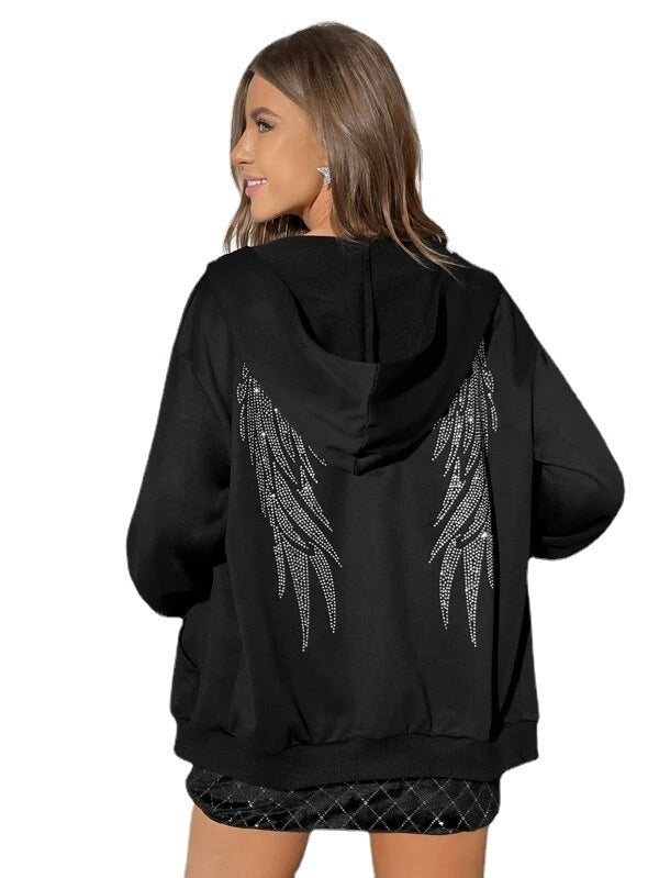 Plus Size Fleece-Lined Hooded Slim Fit Sweater