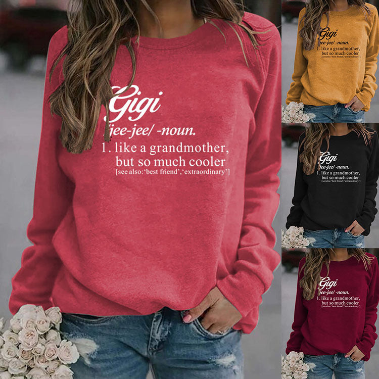 Women's Oversized Letter Print Long Sleeve Crewneck Sweater