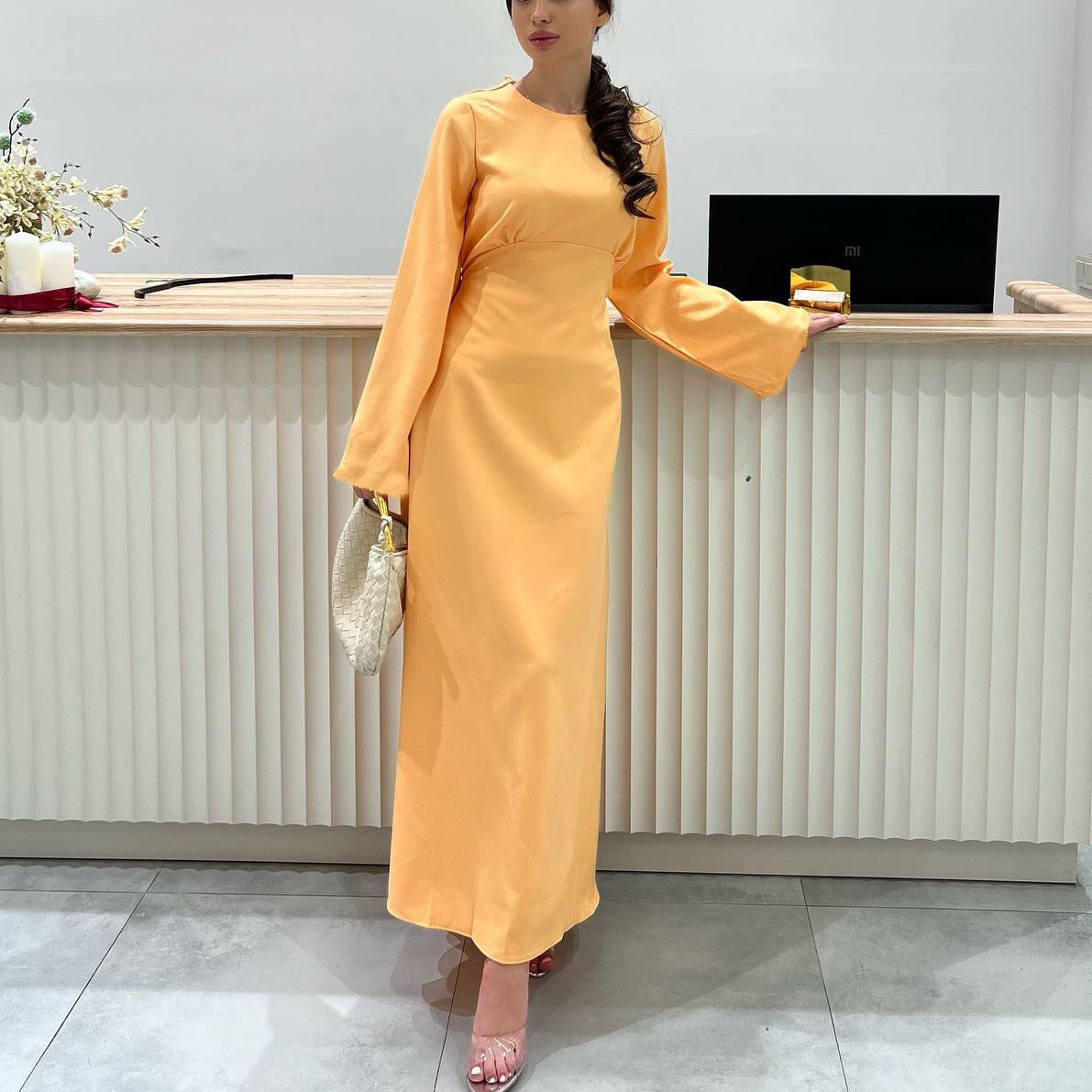Womens Casual Figure-flattering Long-sleeve Maxi Dress