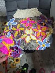 Handmade Crocheted Women's European and American Fashion High Collar Short Sweater