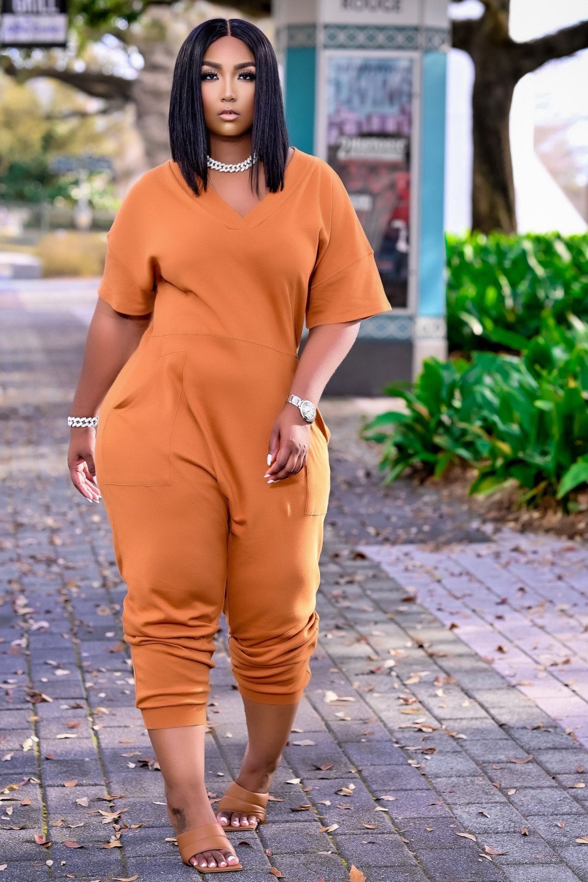 Chic Solid Color Casual Streetwear Jumpsuit for Women