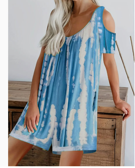 Strap-printed Wide-leg Pants Jumpsuit Shorts