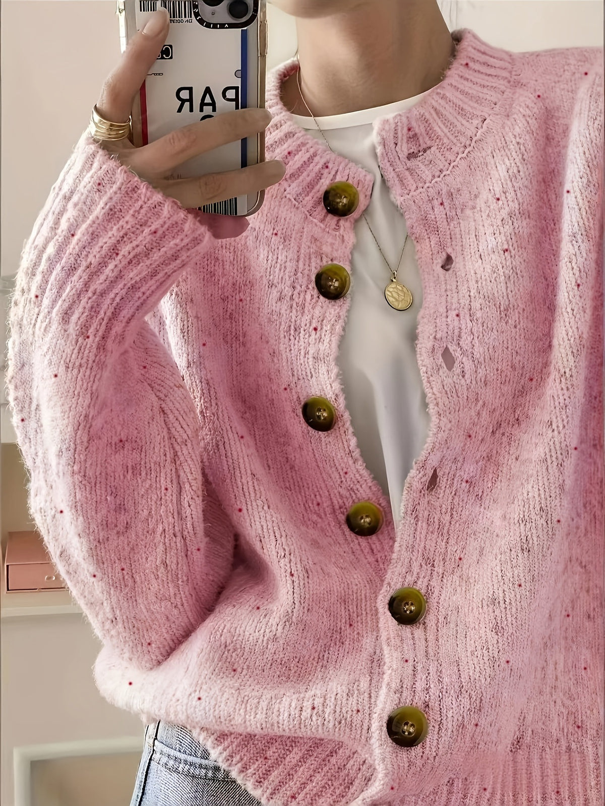 Womens Relaxed-fit Laid-back Single-breasted Long-sleeve Sweater Coat