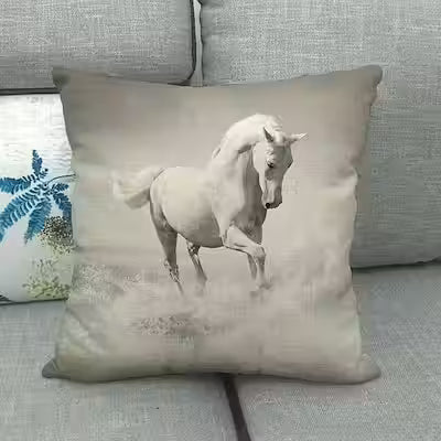 Flax Digital Printed Horse Pattern Pillowcase - image 21