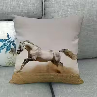 Flax Digital Printed Horse Pattern Pillowcase - image 5