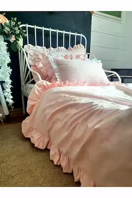 Frilly Cotton Duvet Cover Set with Pillow
