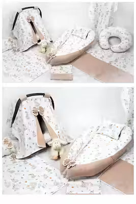 Baby nest and care set with orthopedic pillow and accessories