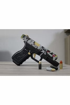Realistic model Glock replica with gold slide for display or collection
