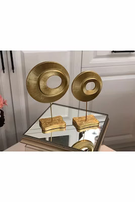 Gold Leaf Double Ring Trinket - Modern Decorative Centerpiece
