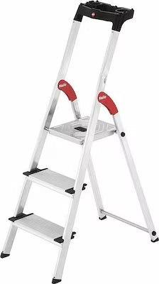 Aluminum step ladder with 8 steps, 130mm deep, 150kg load capacity
