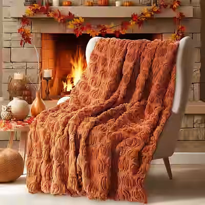 3D Pumpkin Halloween Flannel Blanket in Soft Microfiber for Cozy Seasonal Comfort