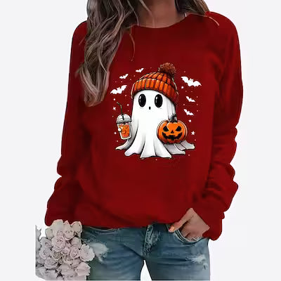 Halloween Print Long Sleeve Pullover Sweater - image 6
