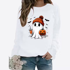 Halloween Print Long Sleeve Pullover Sweater
