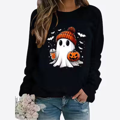 Halloween Print Long Sleeve Pullover Sweater - image 3