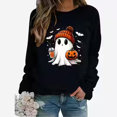 Halloween Print Long Sleeve Pullover Sweater - image 2