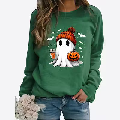 Halloween Print Long Sleeve Pullover Sweater - image 10