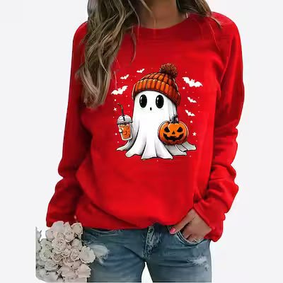 Halloween Print Long Sleeve Pullover Sweater - image 4
