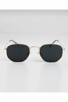 Black hexagon sunglasses with UV400 lenses