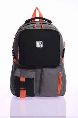 Black multi-compartment primary school backpack with orthopedic back support